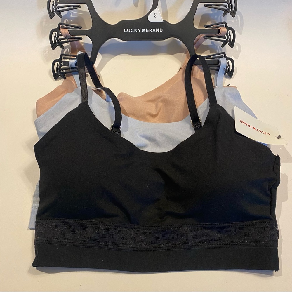 Lucky Brand Laser Lounge Bras SZ SM Wireless Pullover Removable Pads Set of 3
